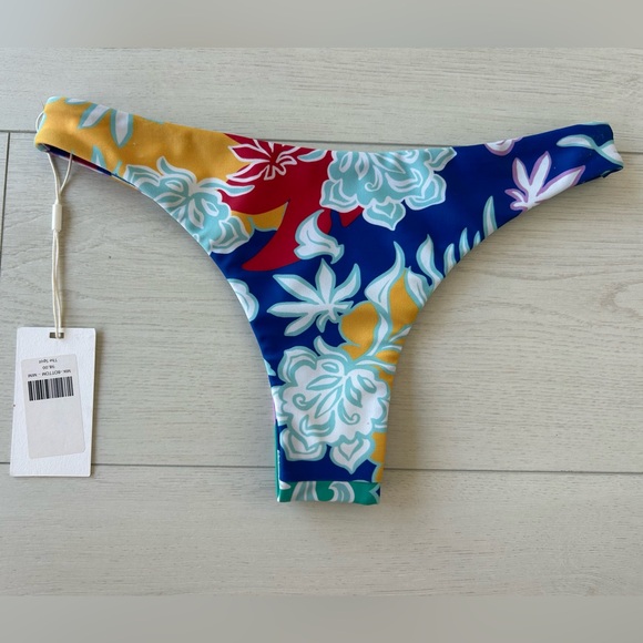 NWT Mikoh Bikini Set-Blue Tropical Print, L Top, M Bottom - Picture 8 of 9